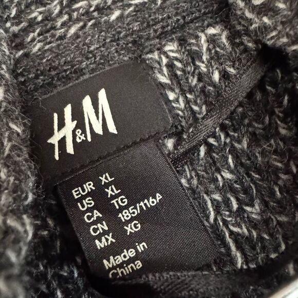 H&M Men’s Grey Button Up Sweater Size XL Wool Blend Front Pockets Preppy - Picture 6 of 10